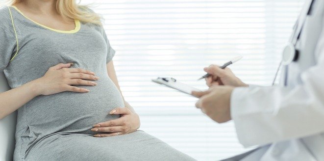 The pregnant woman who has an examination Gestational diabetes diagnosis