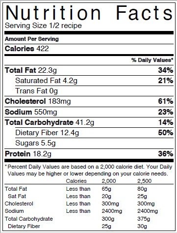 Nutrition label chickpea nutrition label