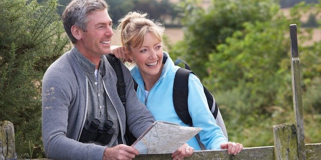 Mature white couple on a walk in the country Risk factors for diabetes