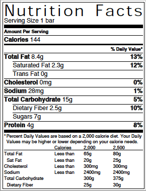 NutCont Trail Bar Mix Trail Bar Nutritional Content