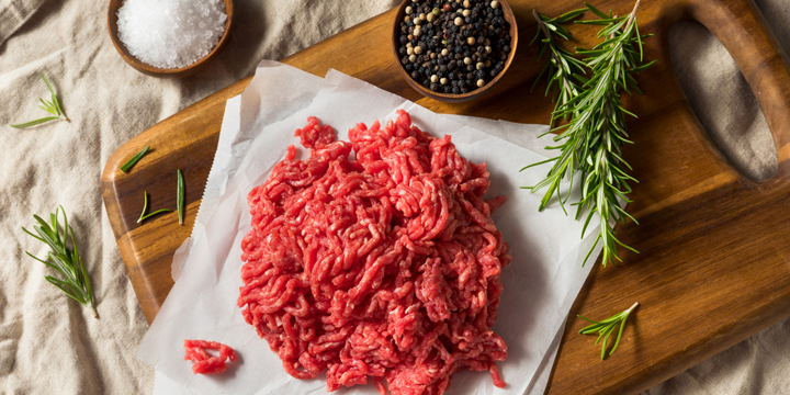 Raw Organic Red Ground Minced Beef lean meat