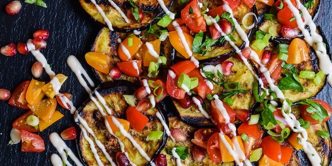 Grilled eggplant rounds