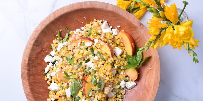 corn and peach salad