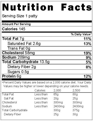 NutritionLabel spinach quinoa oat patties NutritionLabel spinach quinoa oat patties