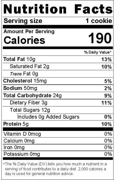 NutritionLabel tahini chocolate chip oaties NutritionLabel tahini chocolate chip oaties